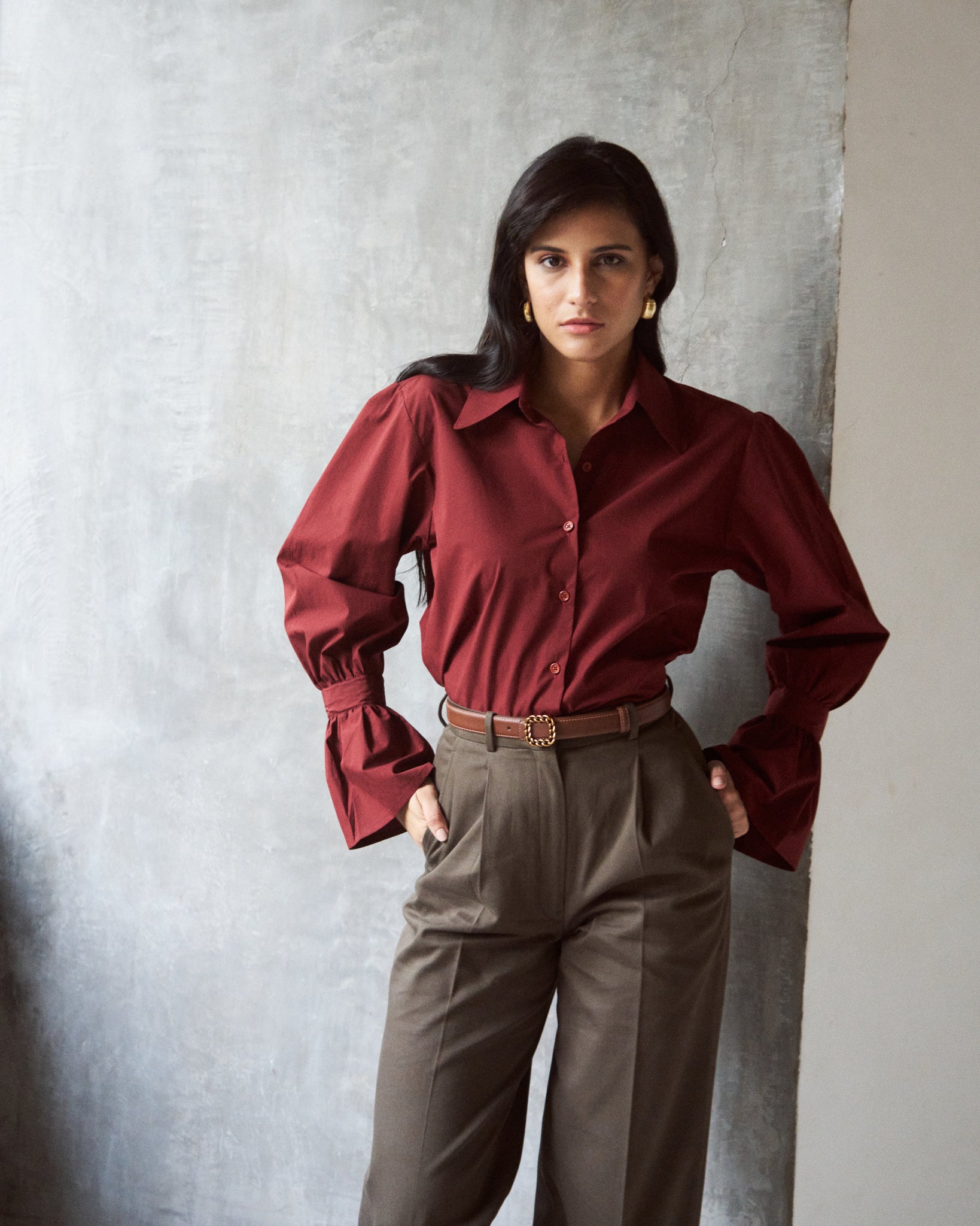 Logus Auburn wide collar cotton shirt