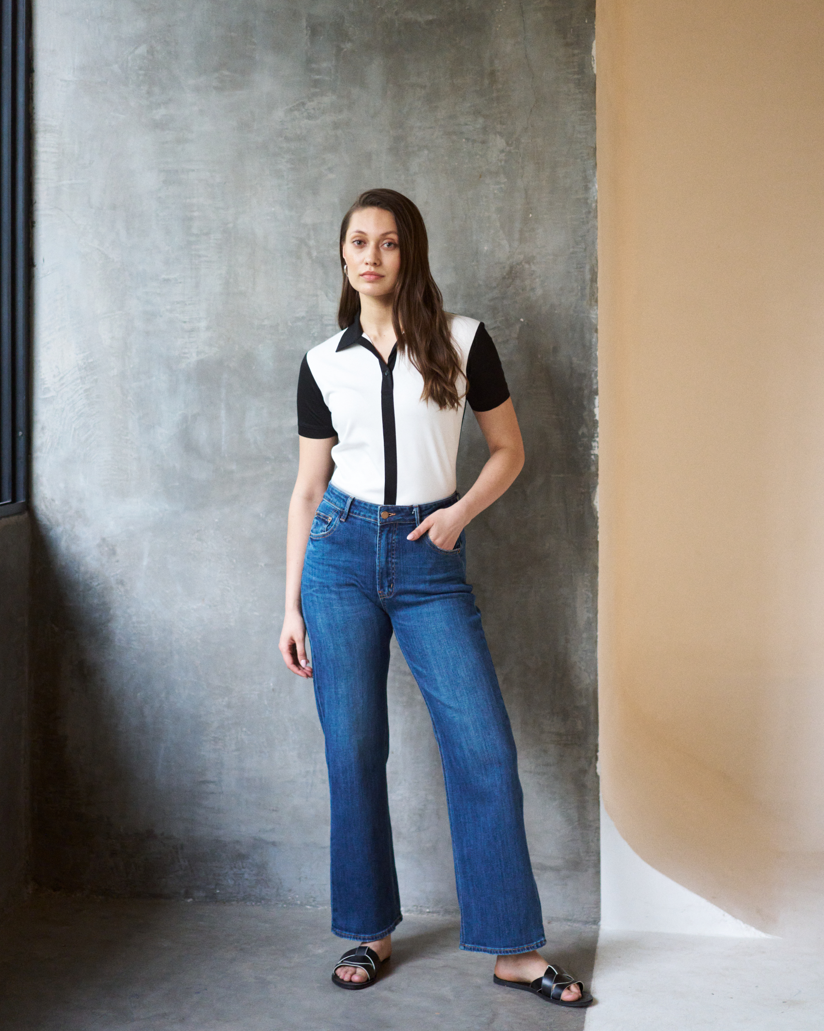 Logus Contrast color Polo collar T-shirt