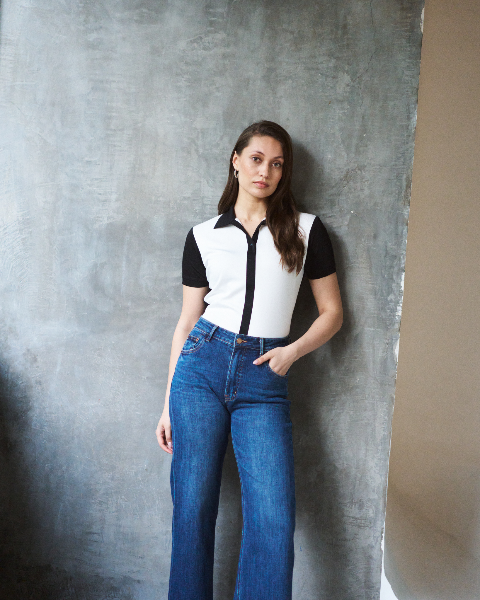 Logus Contrast color Polo collar T-shirt