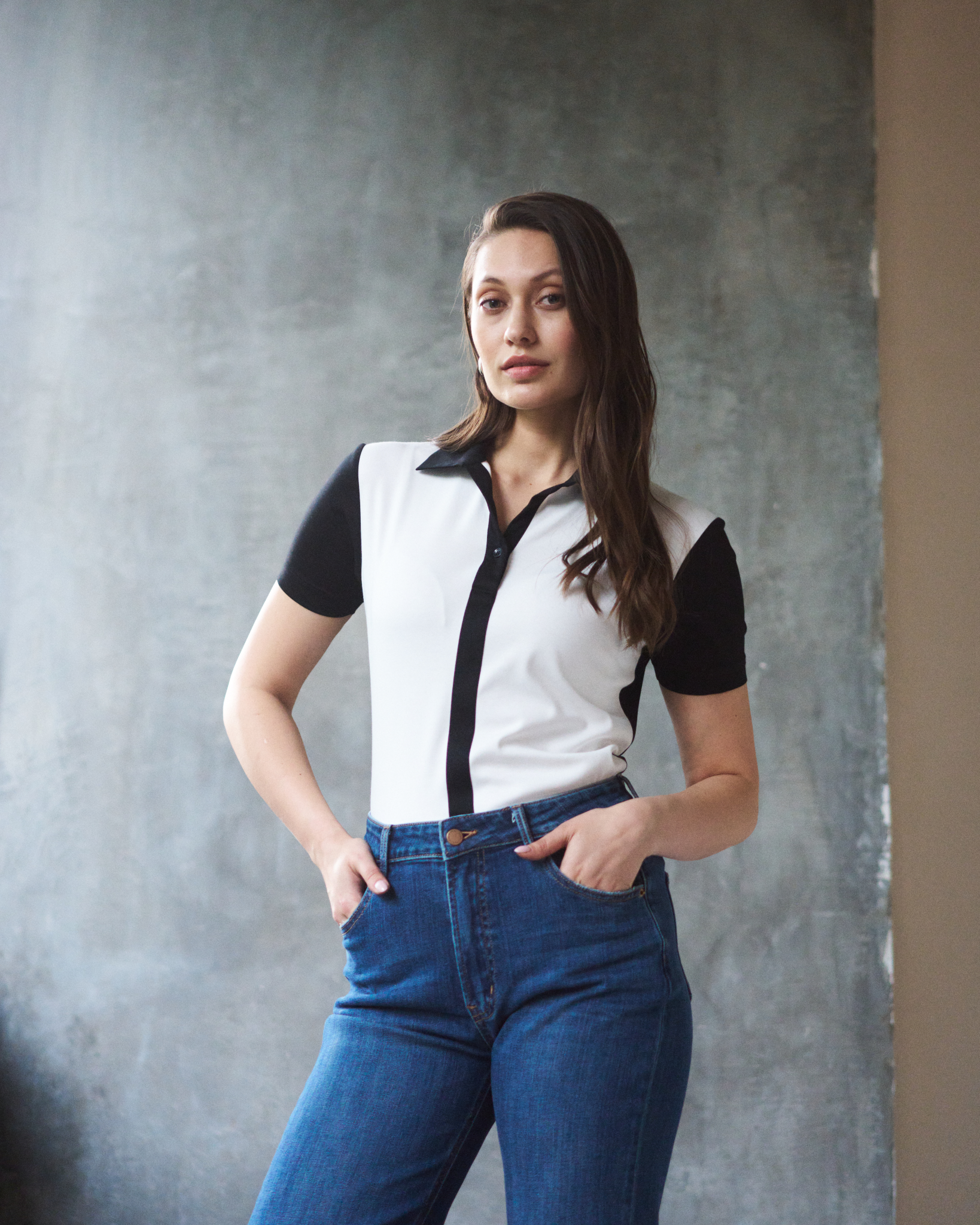 Logus Contrast color Polo collar T-shirt