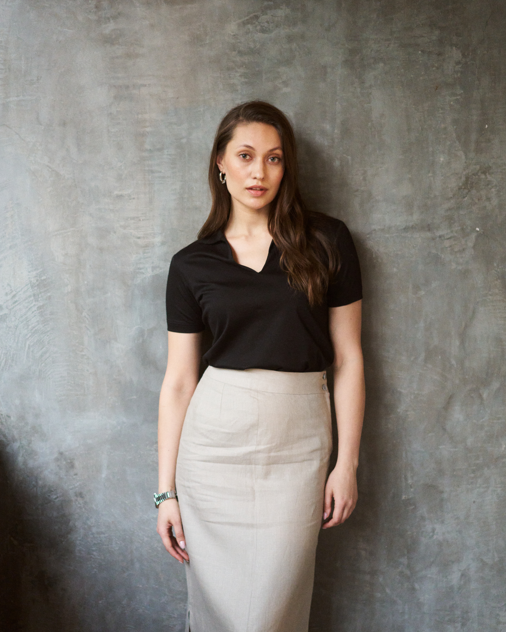 Logus Black V-neck polo T-shirt