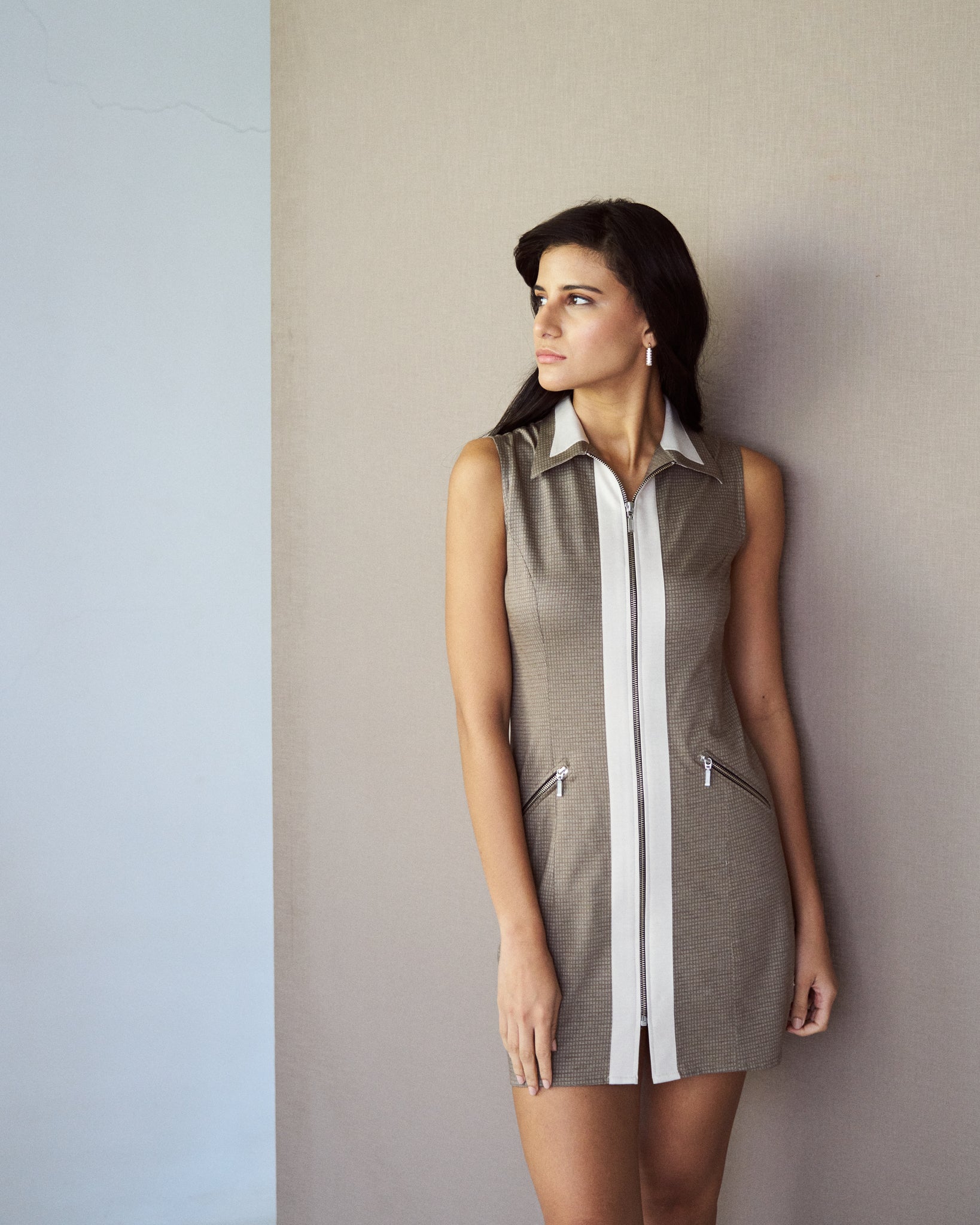 Logus zipped knit short dress