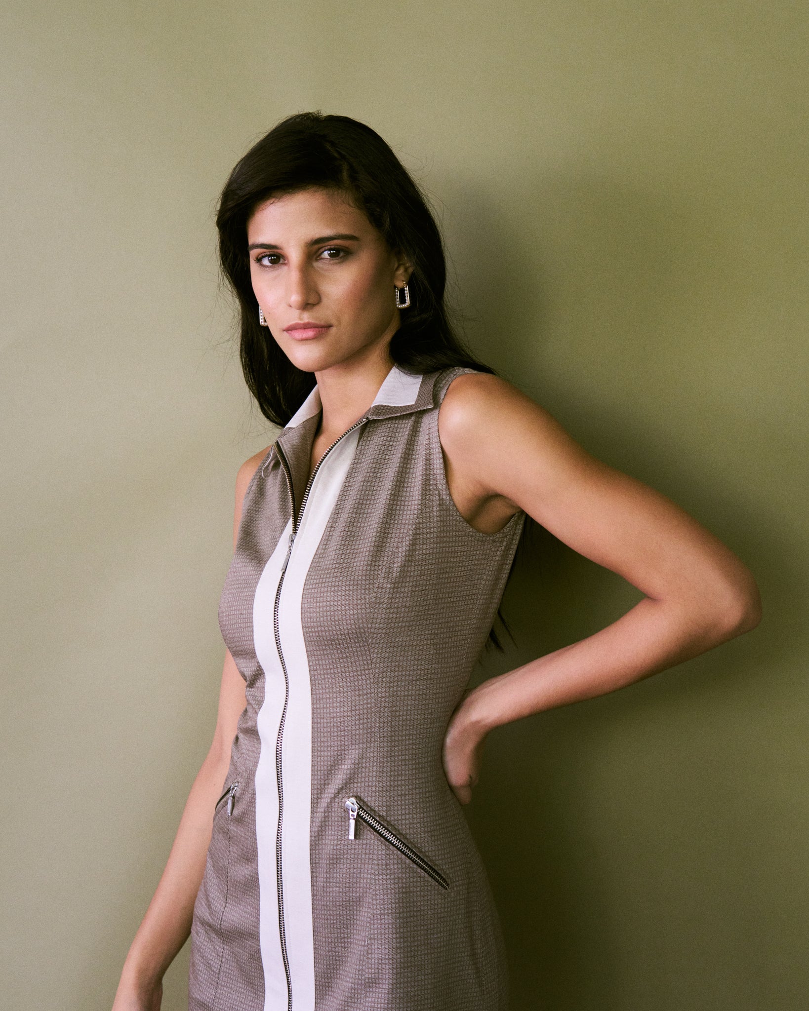 Logus zipped knit short dress