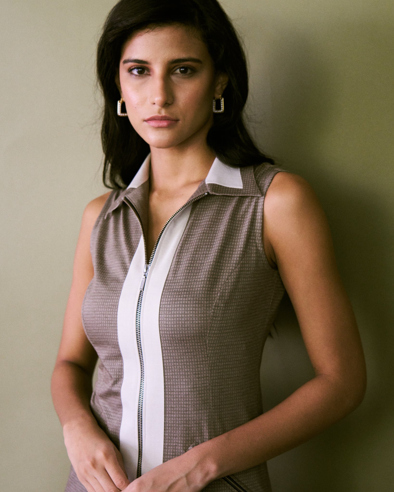 Logus zipped knit short dress