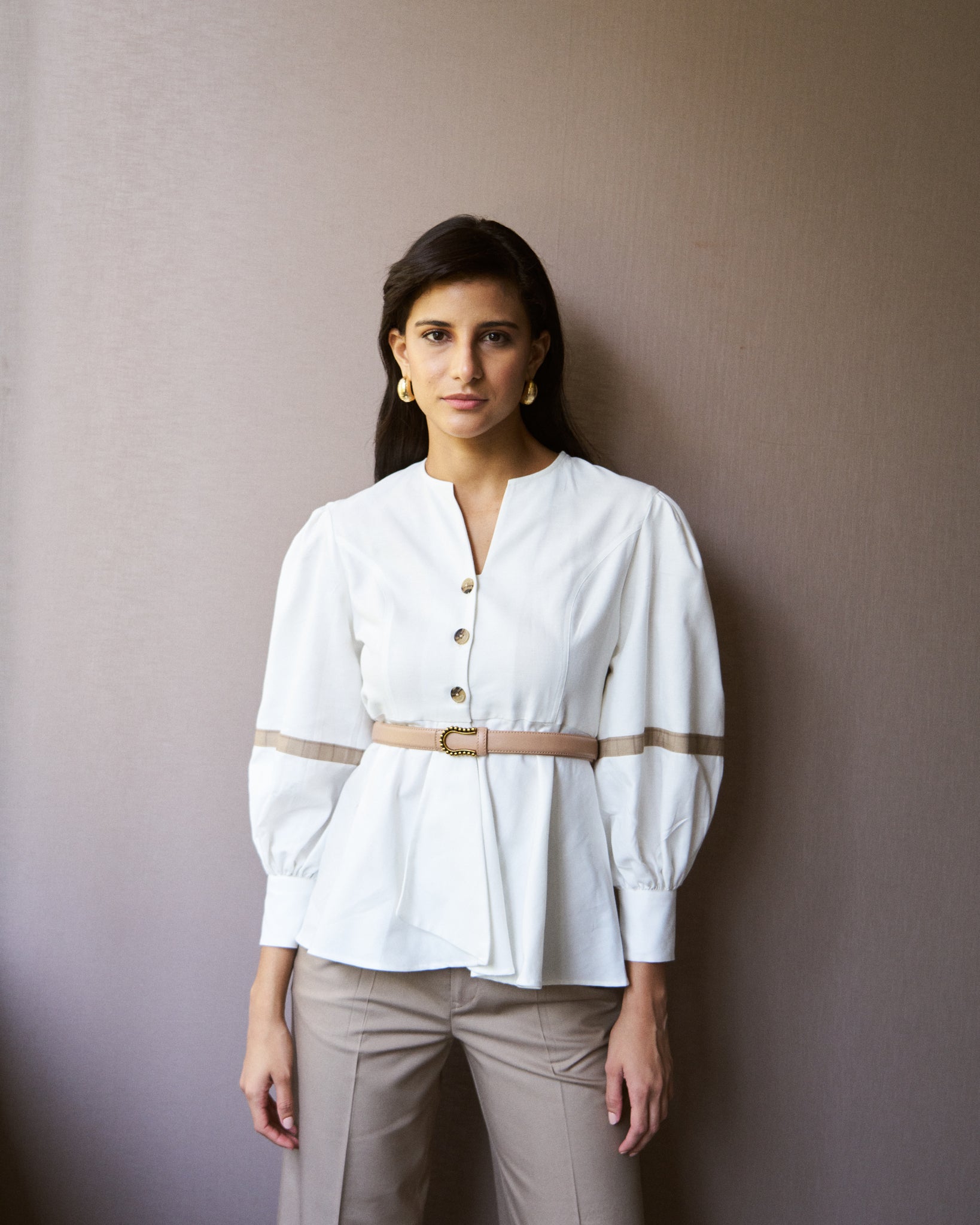 Logus white top with sleeve detail