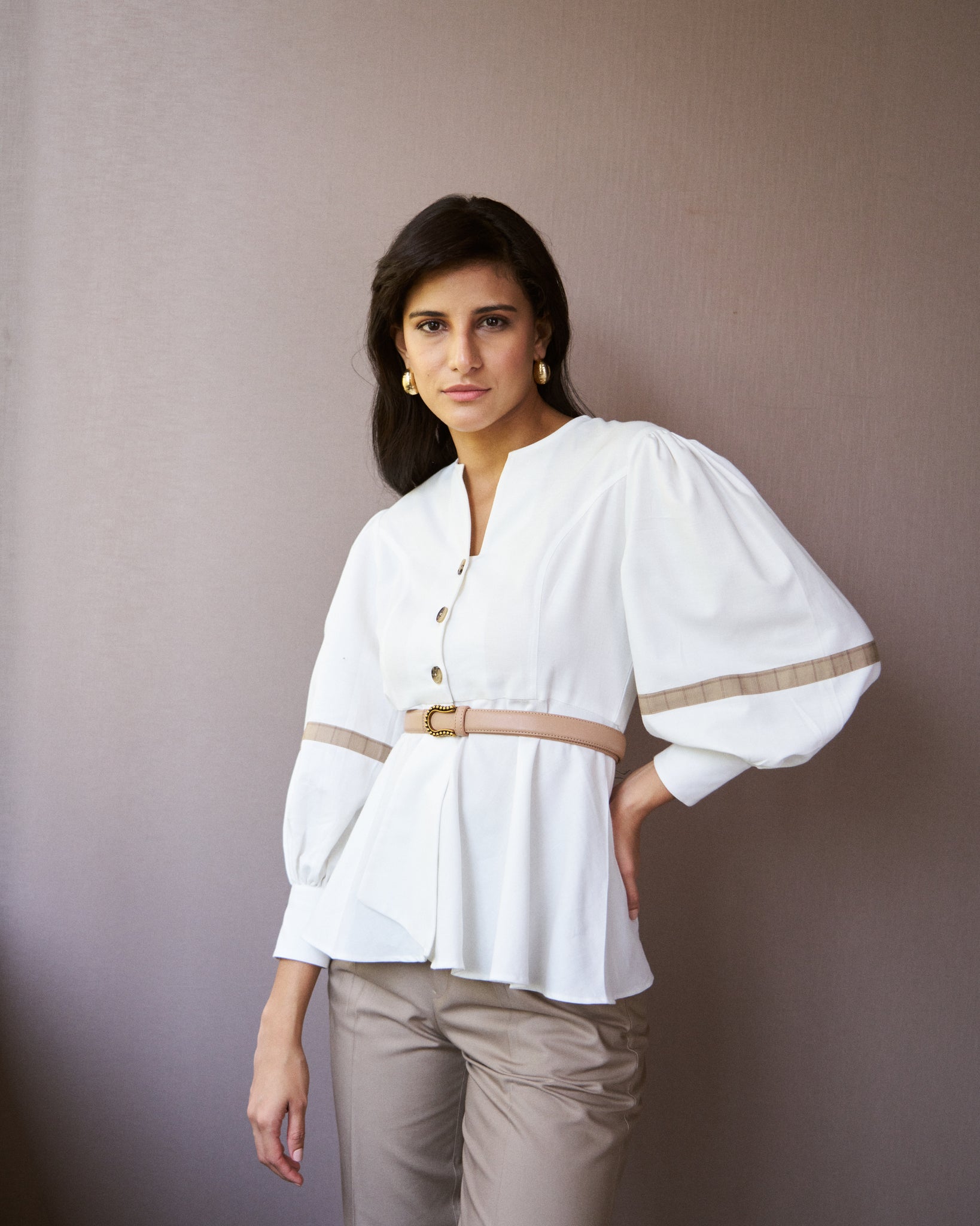 Logus white top with sleeve detail