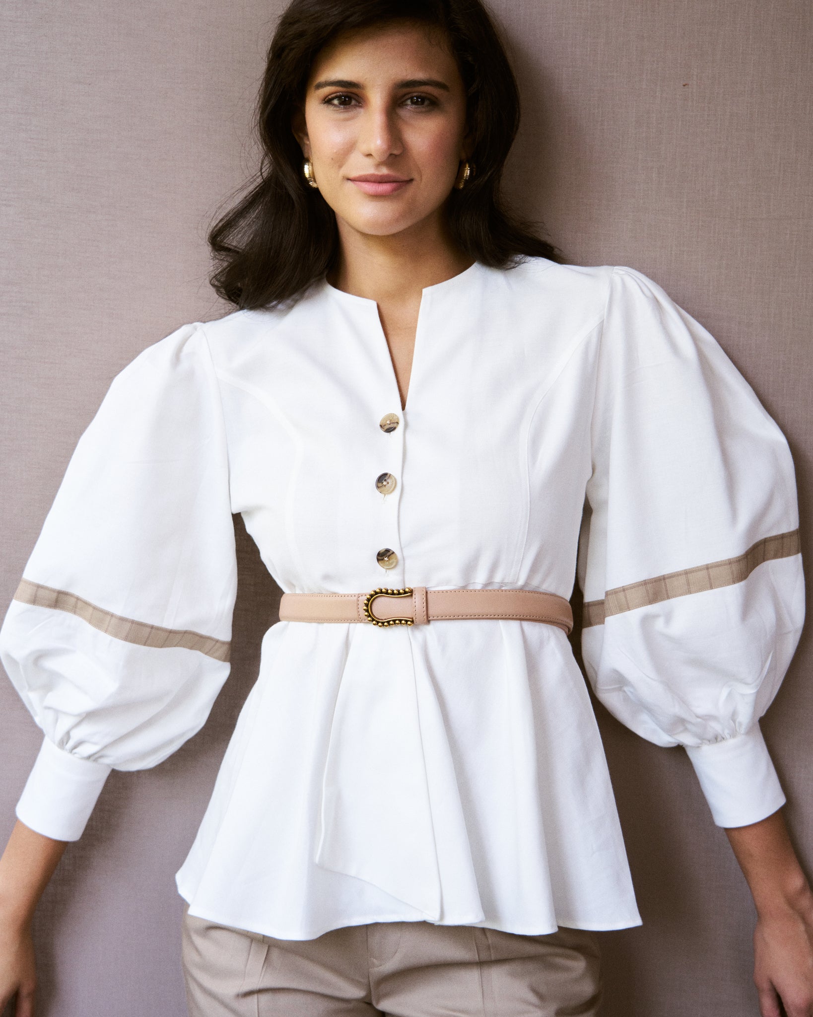Logus white top with sleeve detail