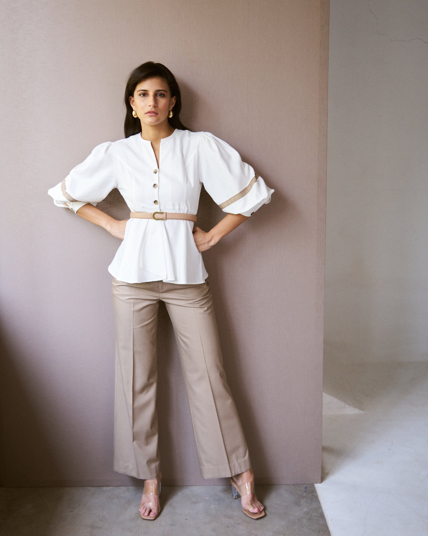 Logus white top with sleeve detail