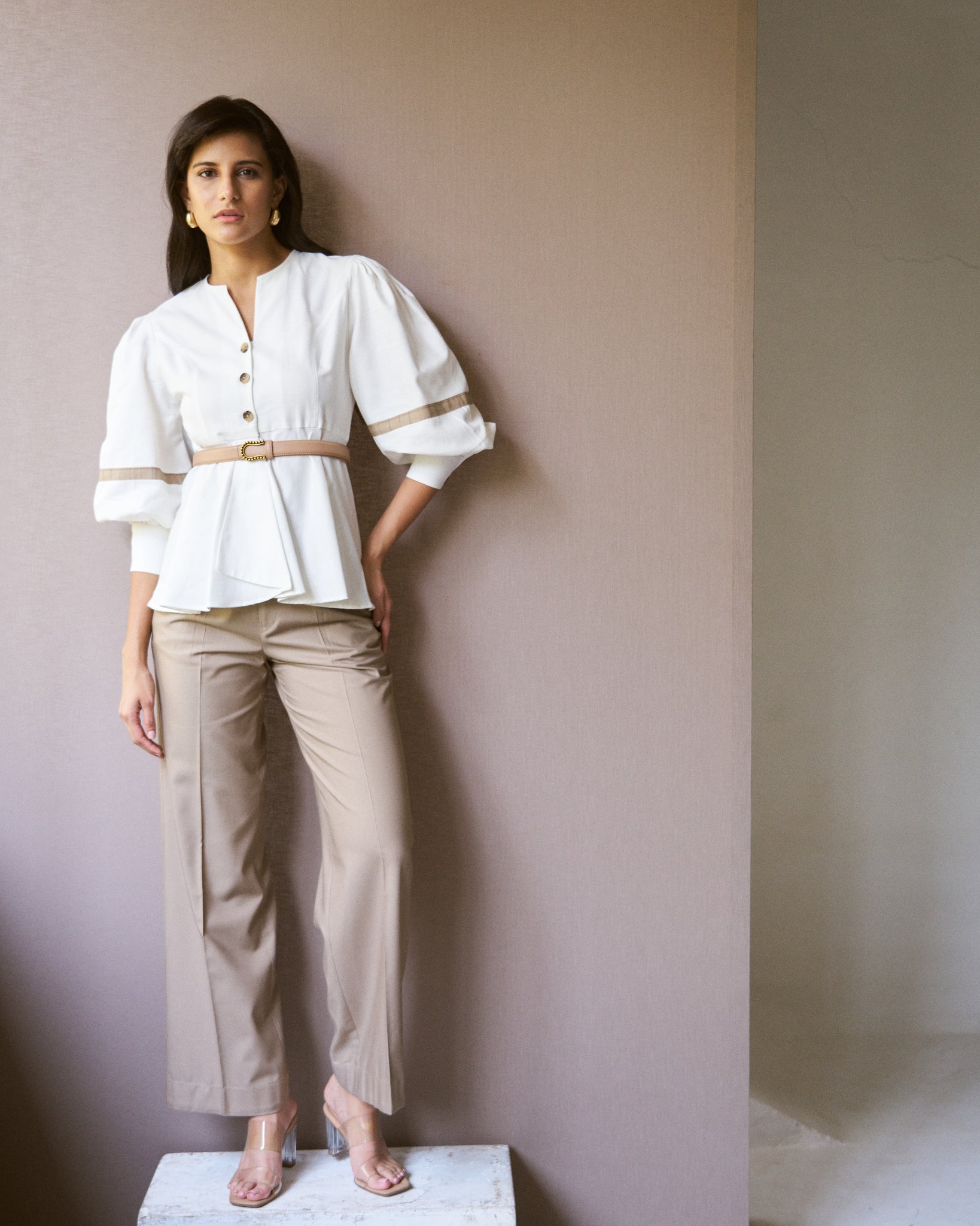 Logus white top with sleeve detail