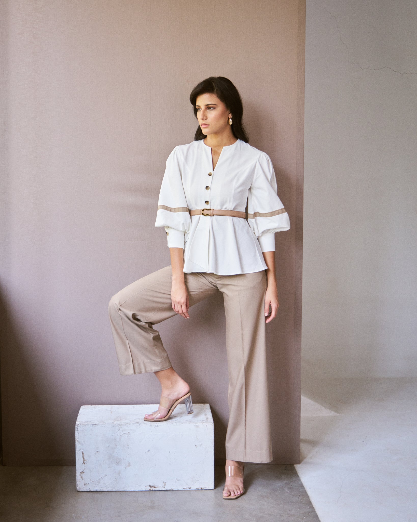 Logus white top with sleeve detail