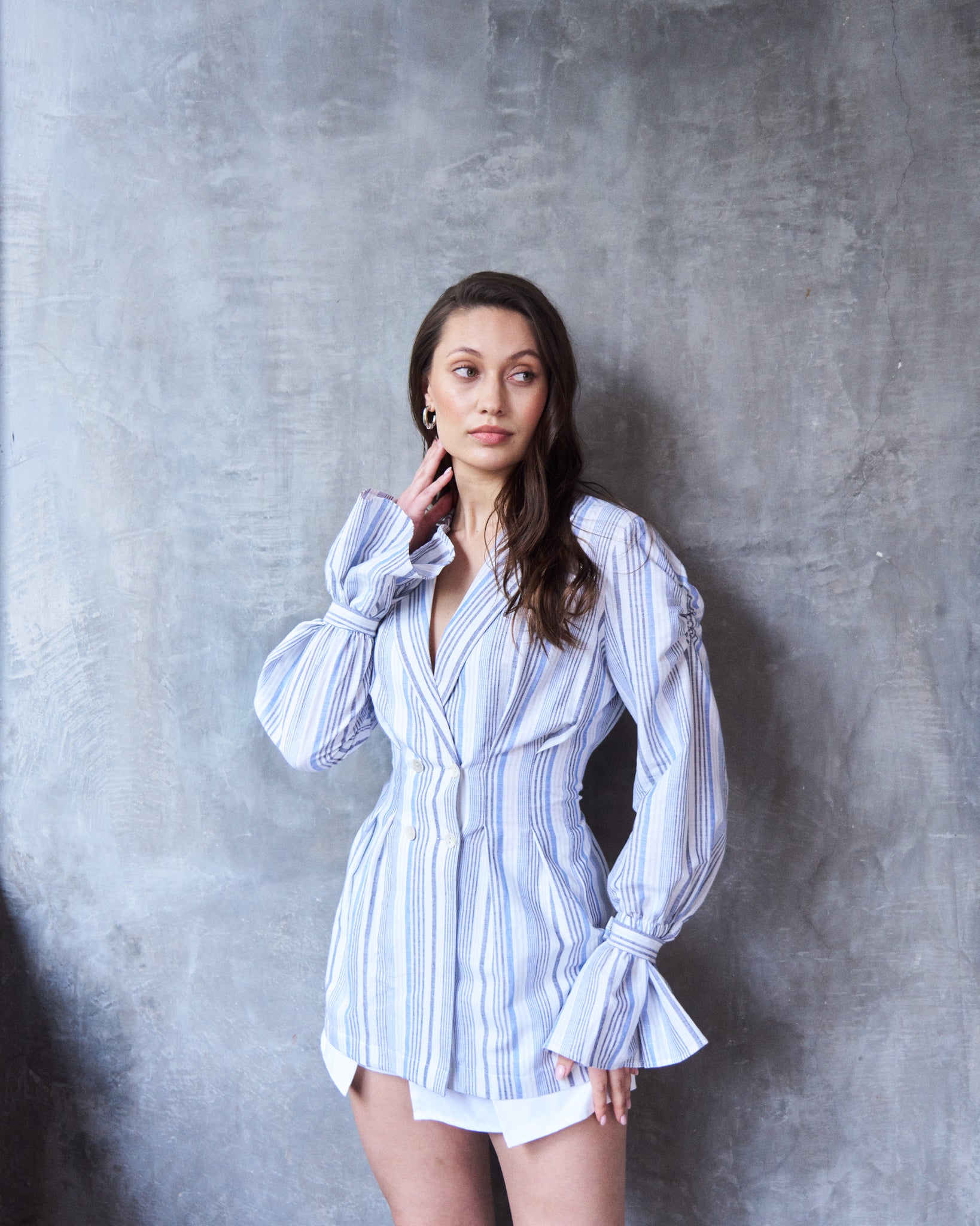Logus Striped linen blazer dress
