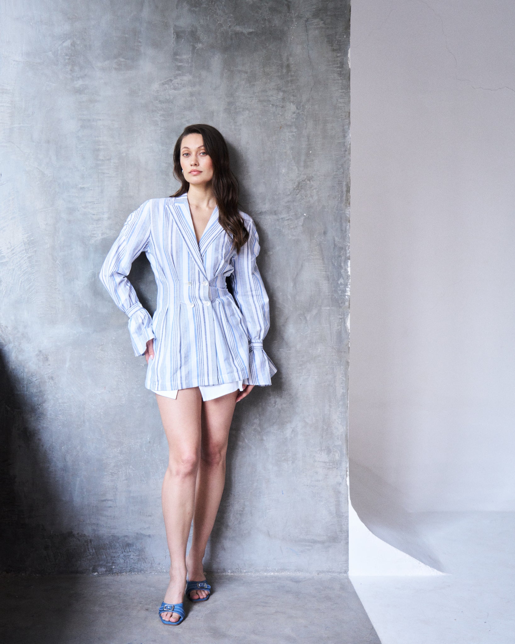Logus Striped linen blazer dress