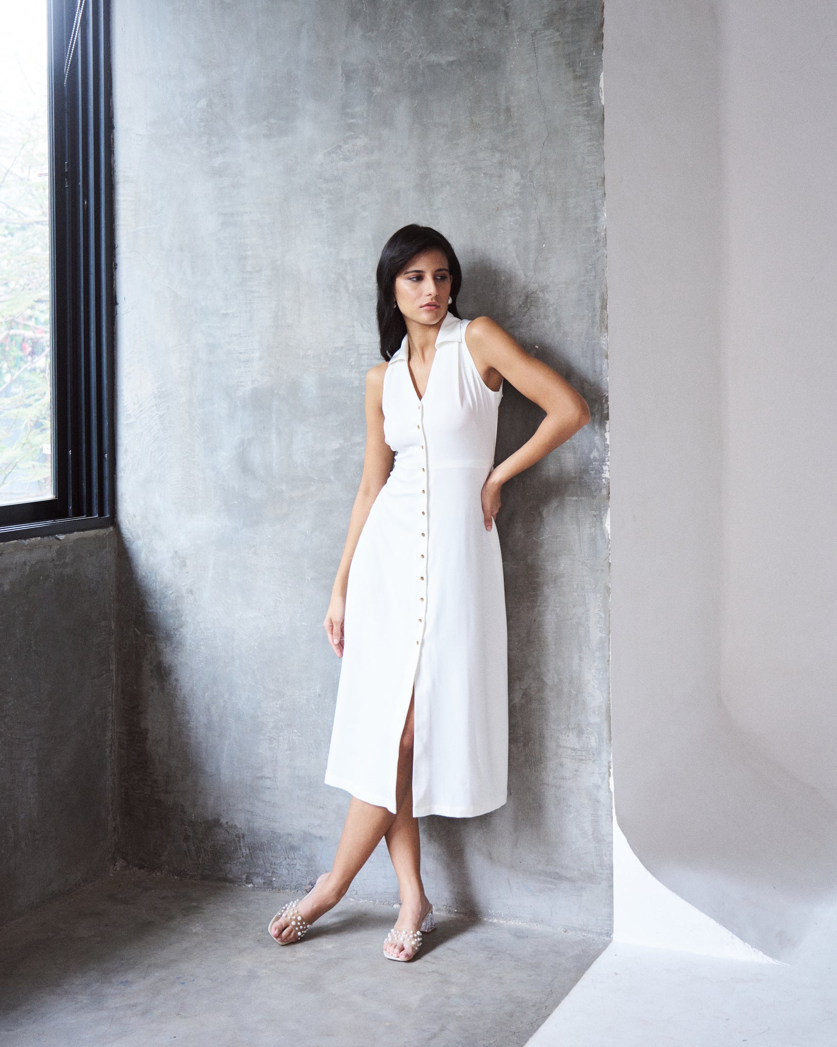 Logus white collar dress