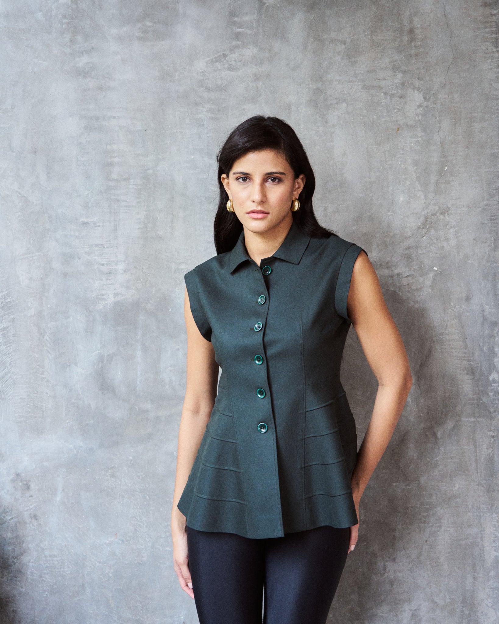 Logus green peplum top
