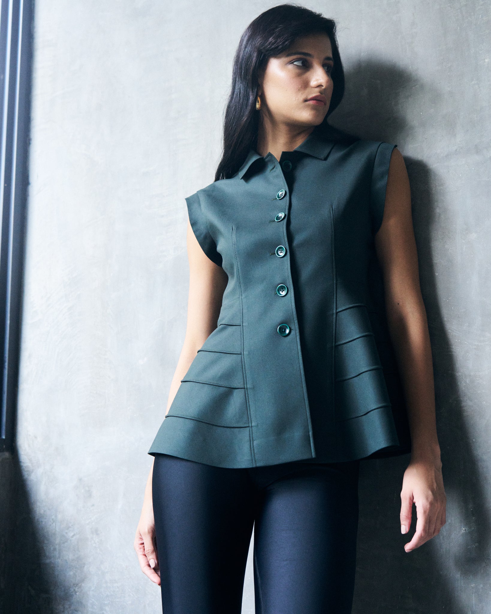 Logus green peplum top
