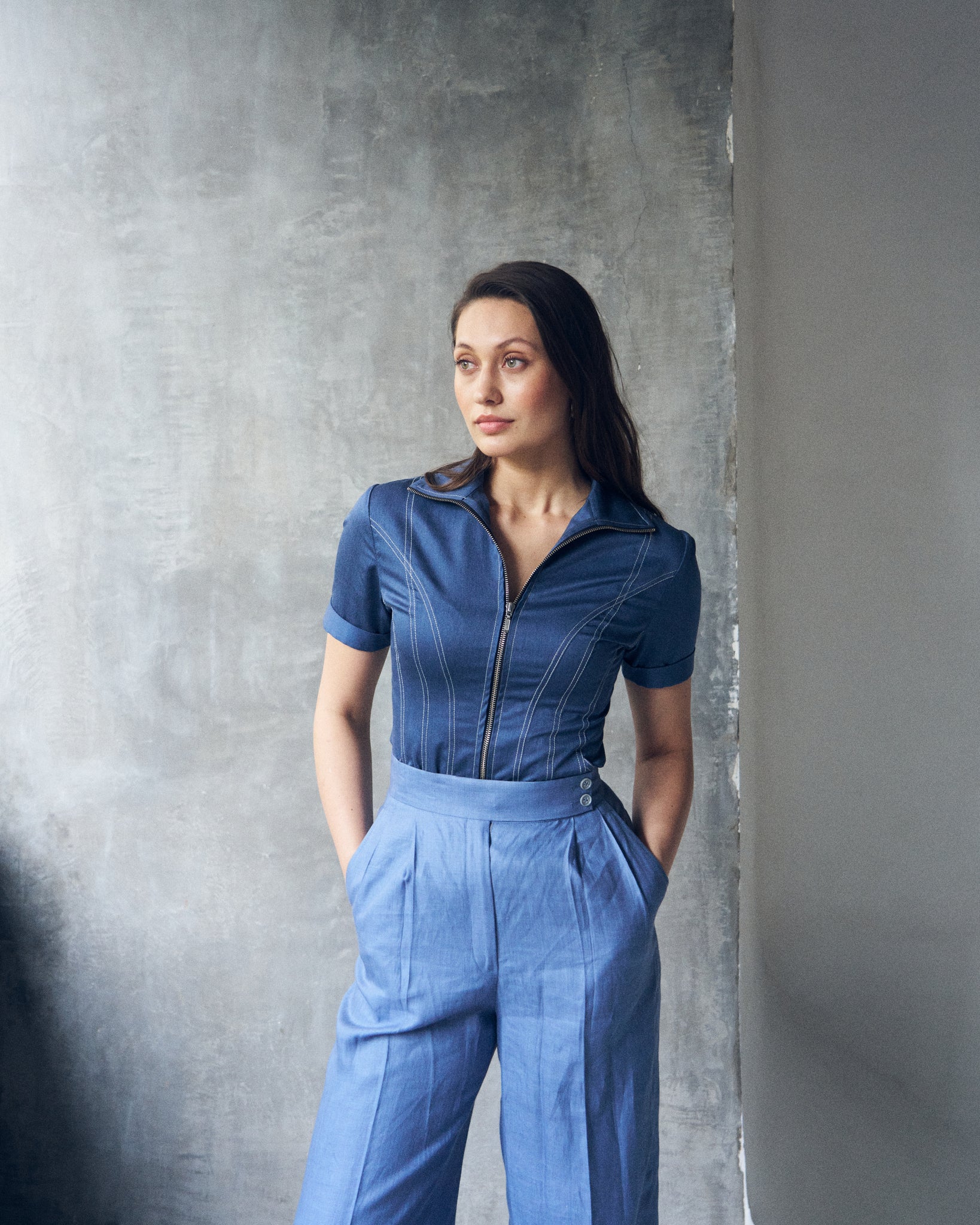 Logus blue linen trouser