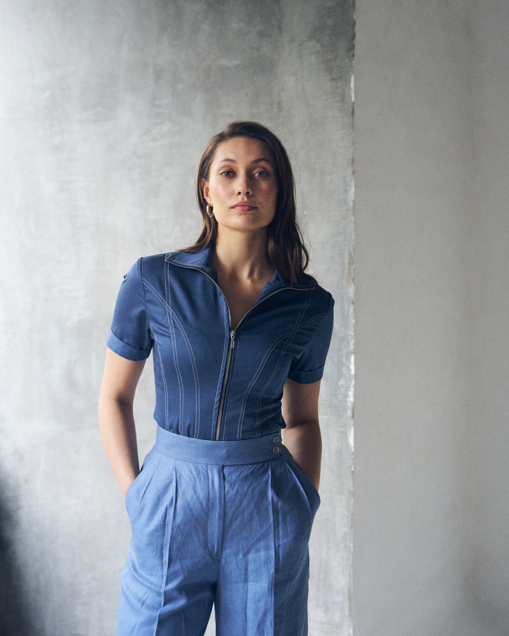 Logus blue linen trouser