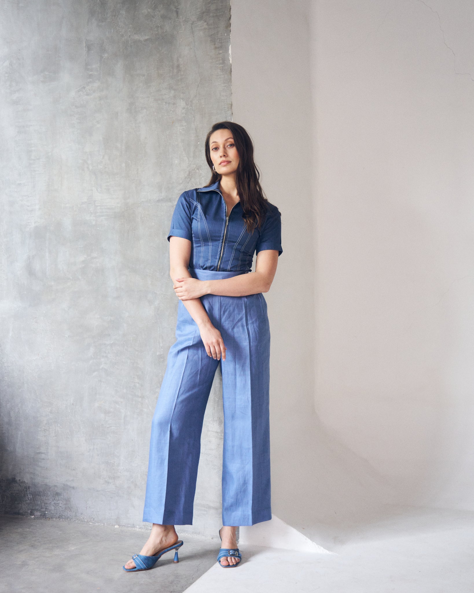 Logus blue linen trouser