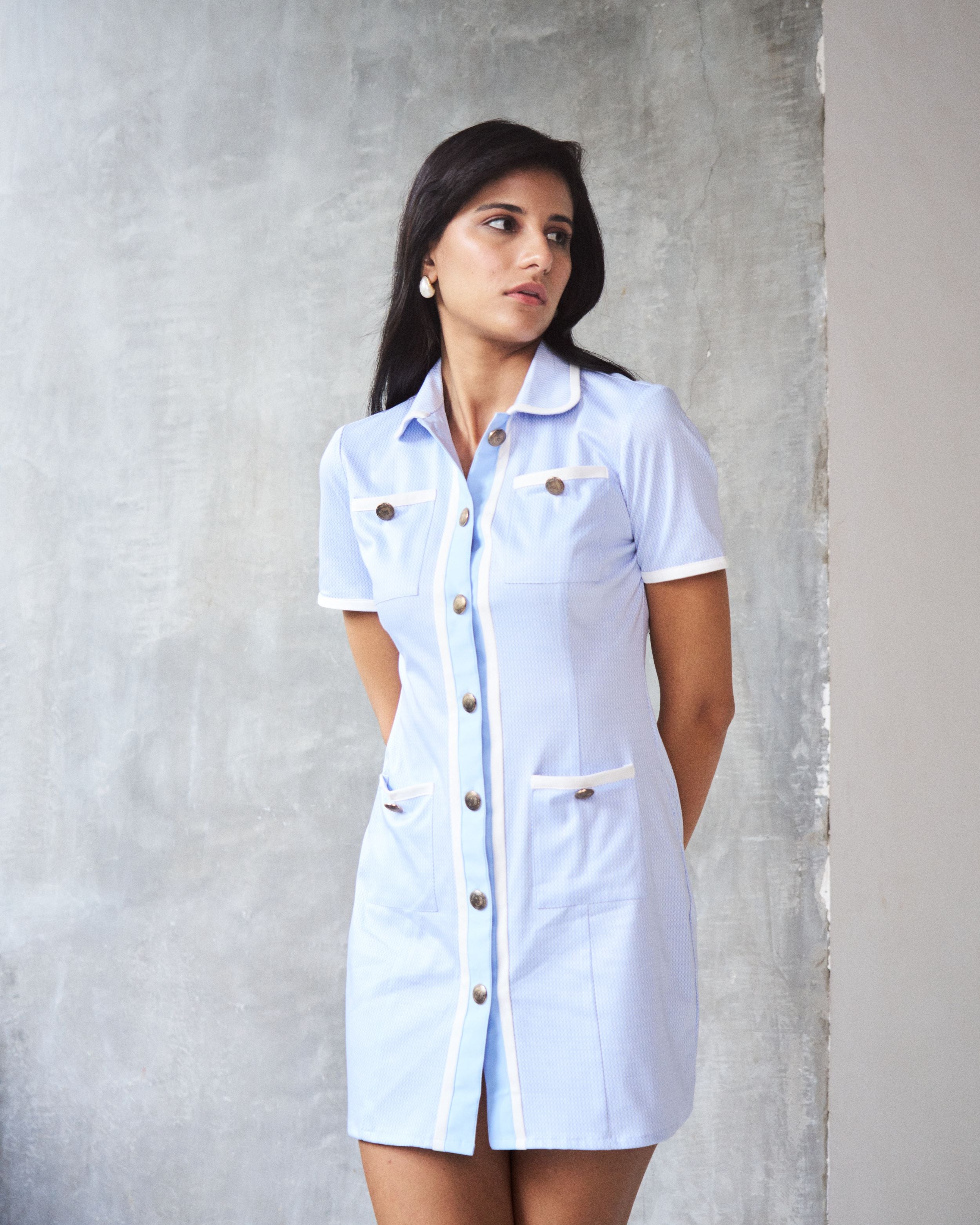 Logus powder blue knit dress