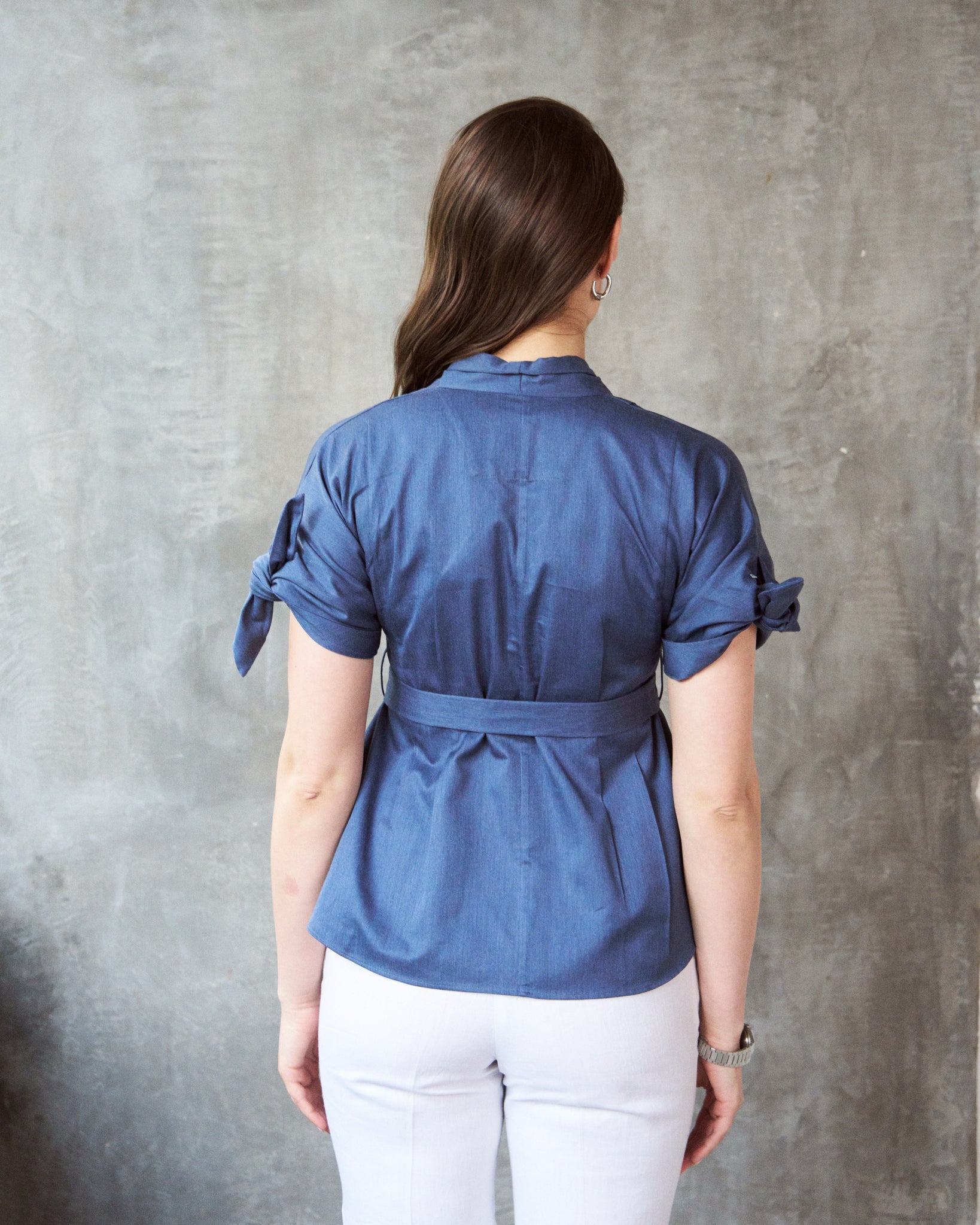 Logus denim pleated top