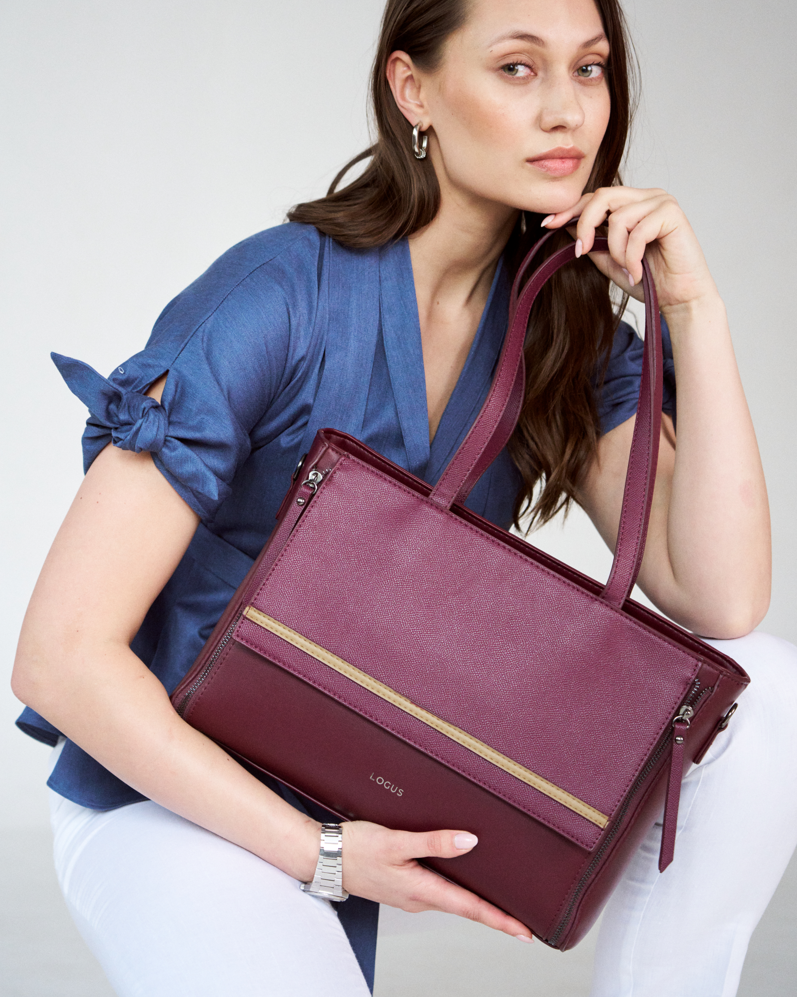 Logus burgandy tote bag