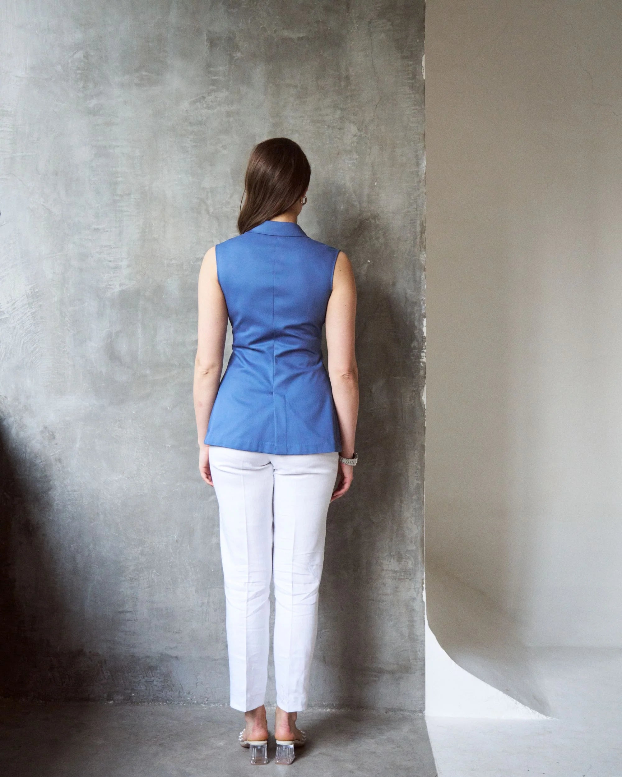 Logus World White Narrow fit Linen pleated trouser