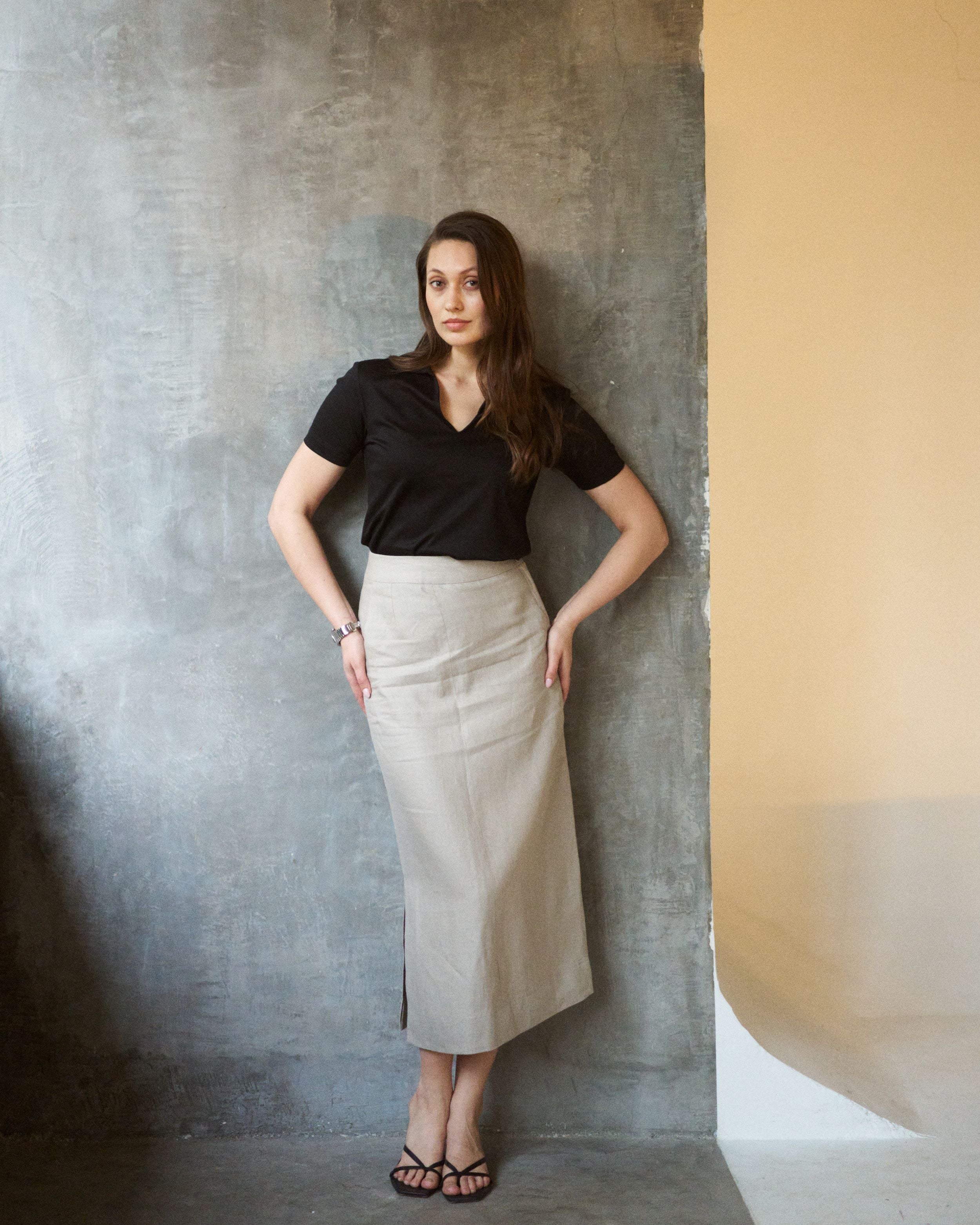 Logus Beige Linen skirt