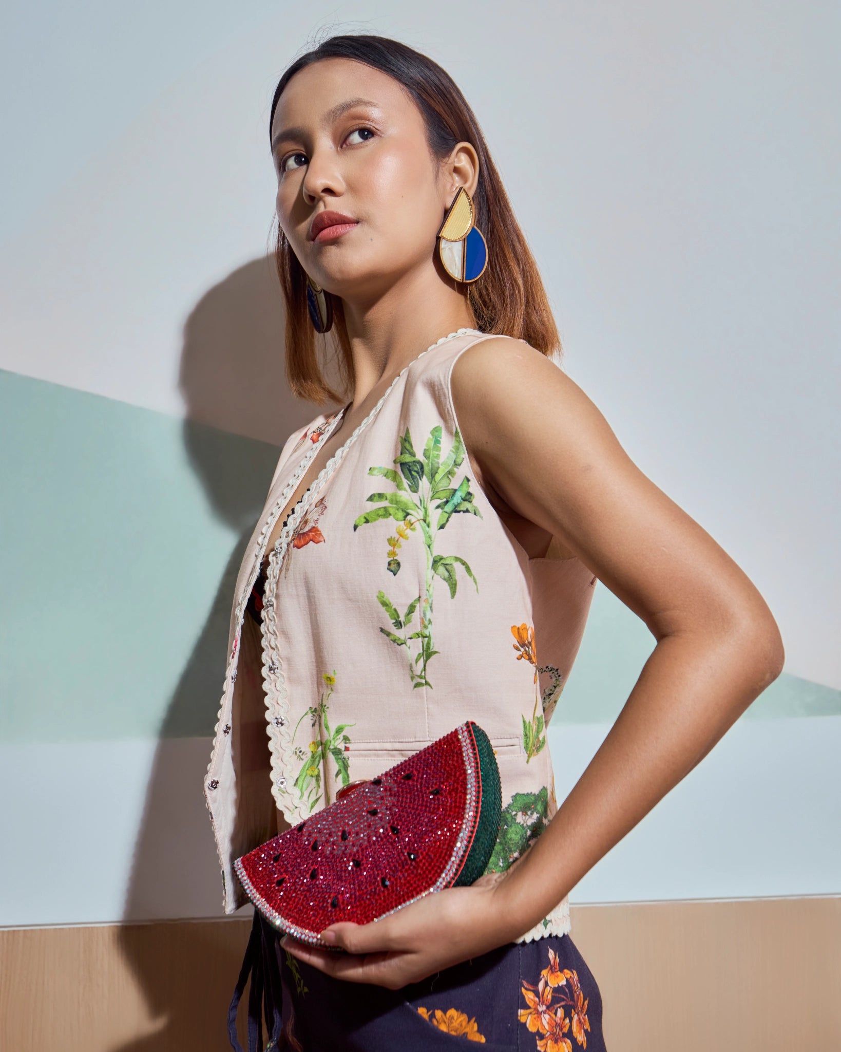 Logus Melon Crystal Embellished Clutch