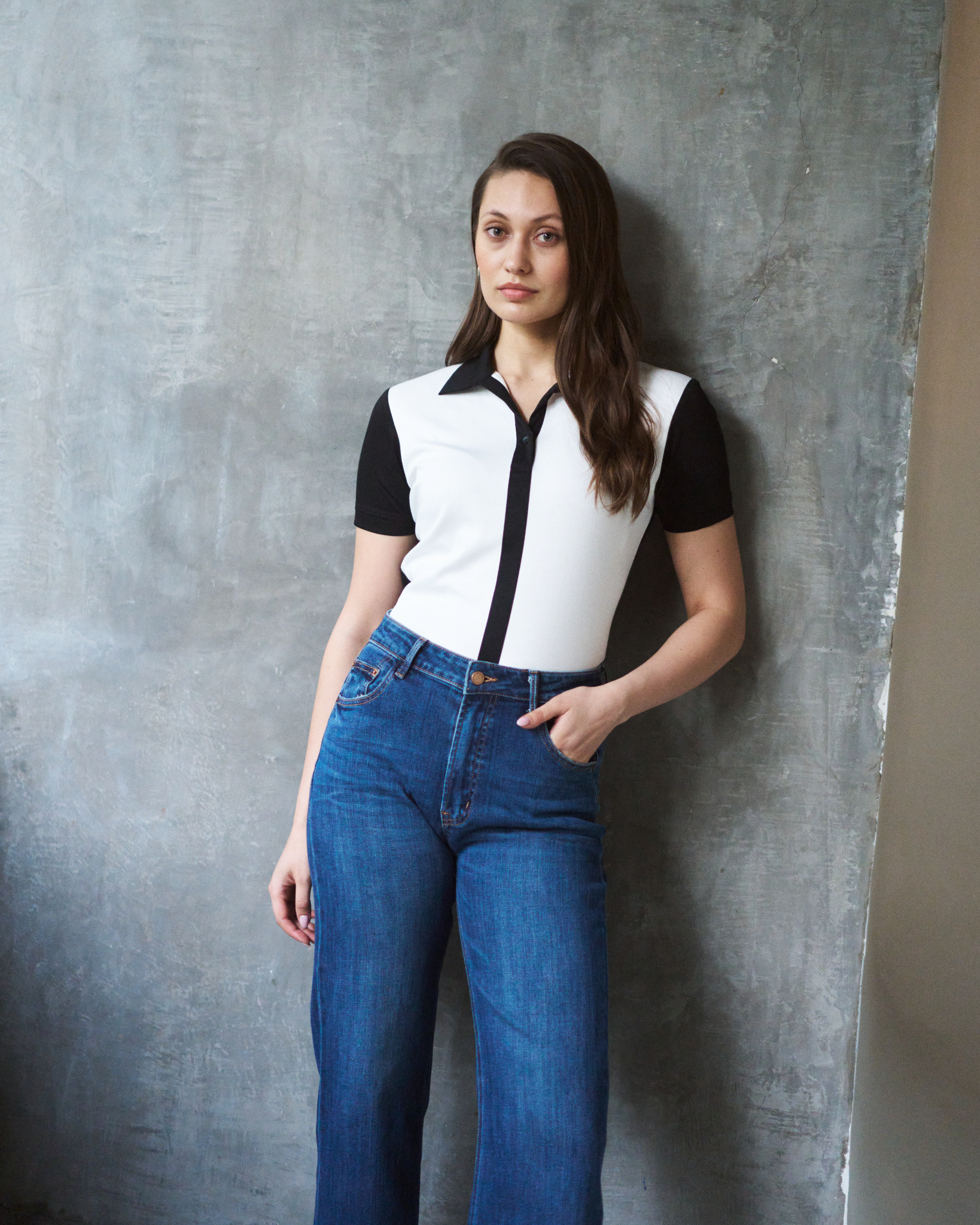 Logus Contrast color Polo collar T-shirt