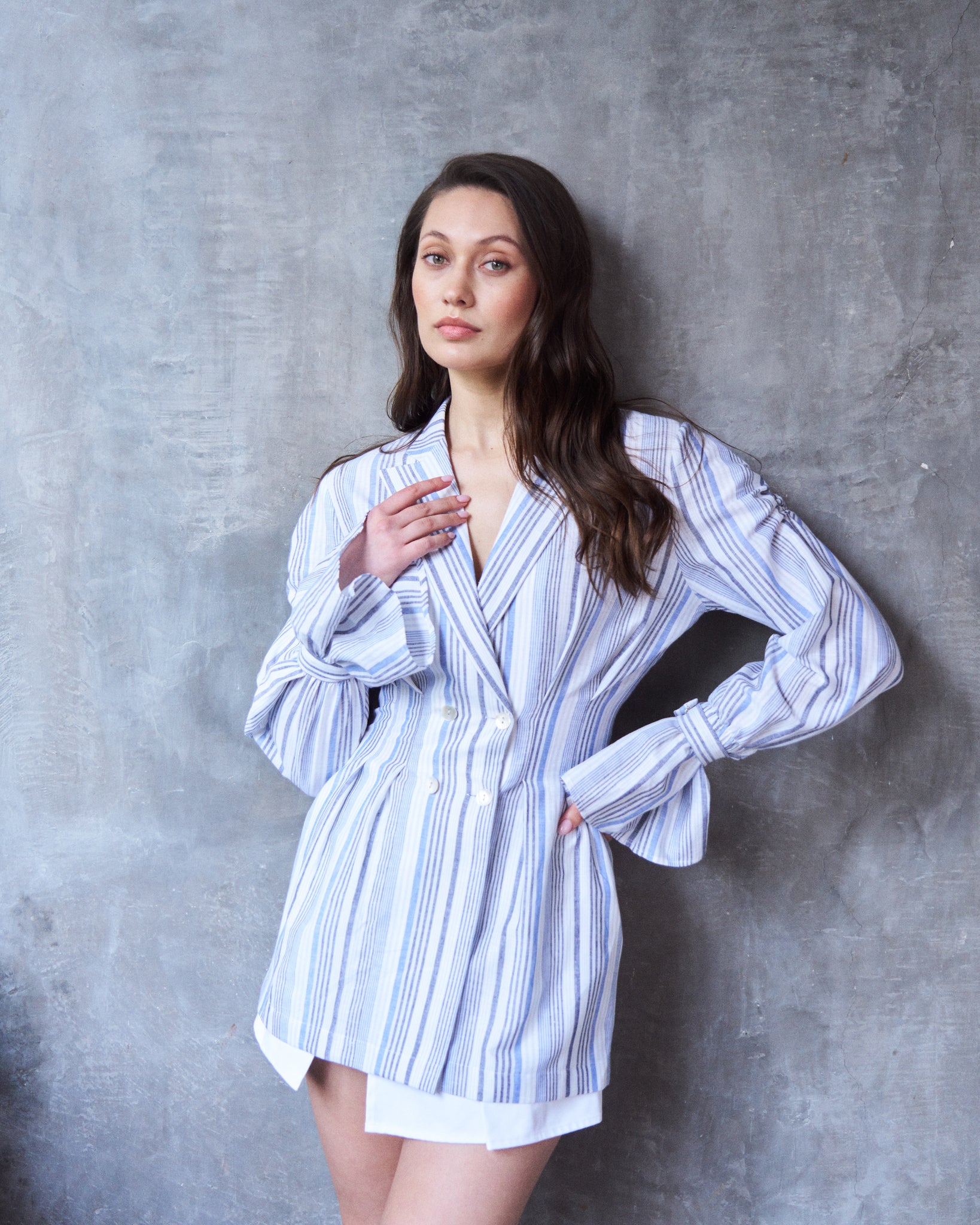 Logus Striped linen blazer dress