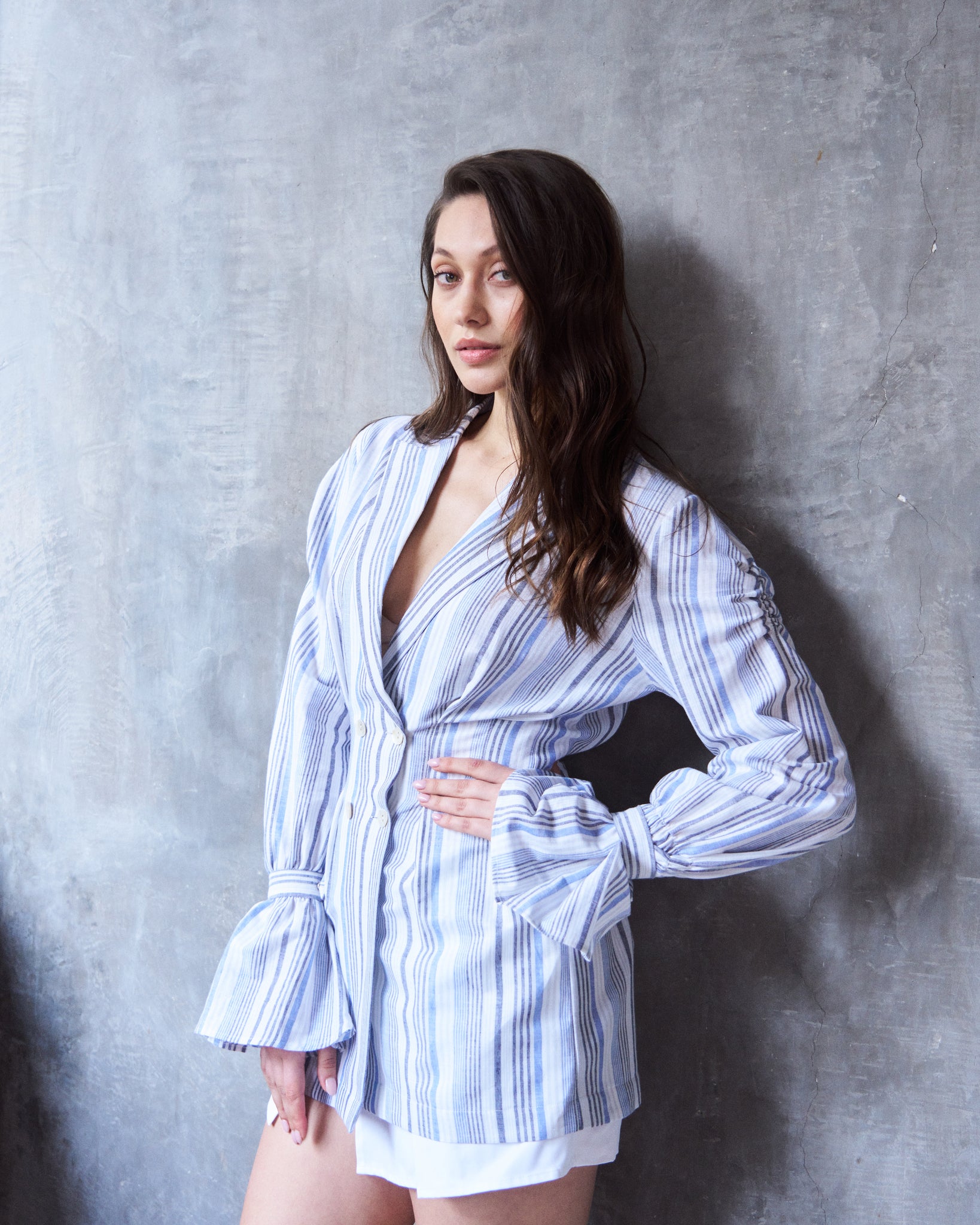 Logus Striped linen blazer dress