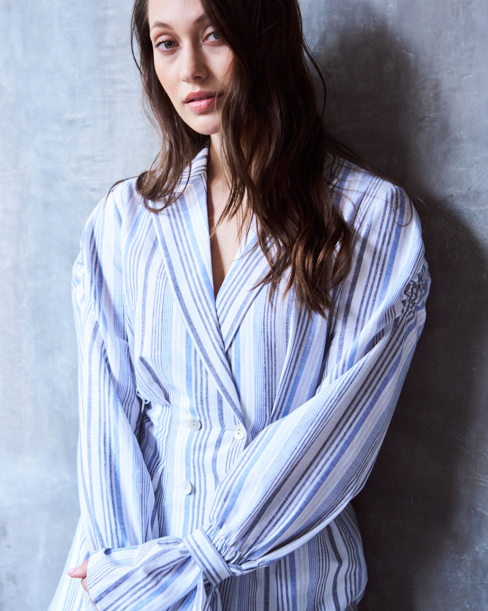 Logus Striped linen blazer dress