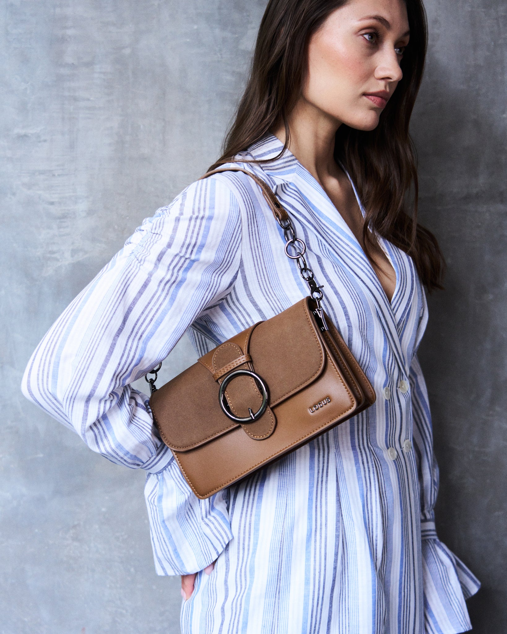 Logus Khaki & Brown Sling Bag