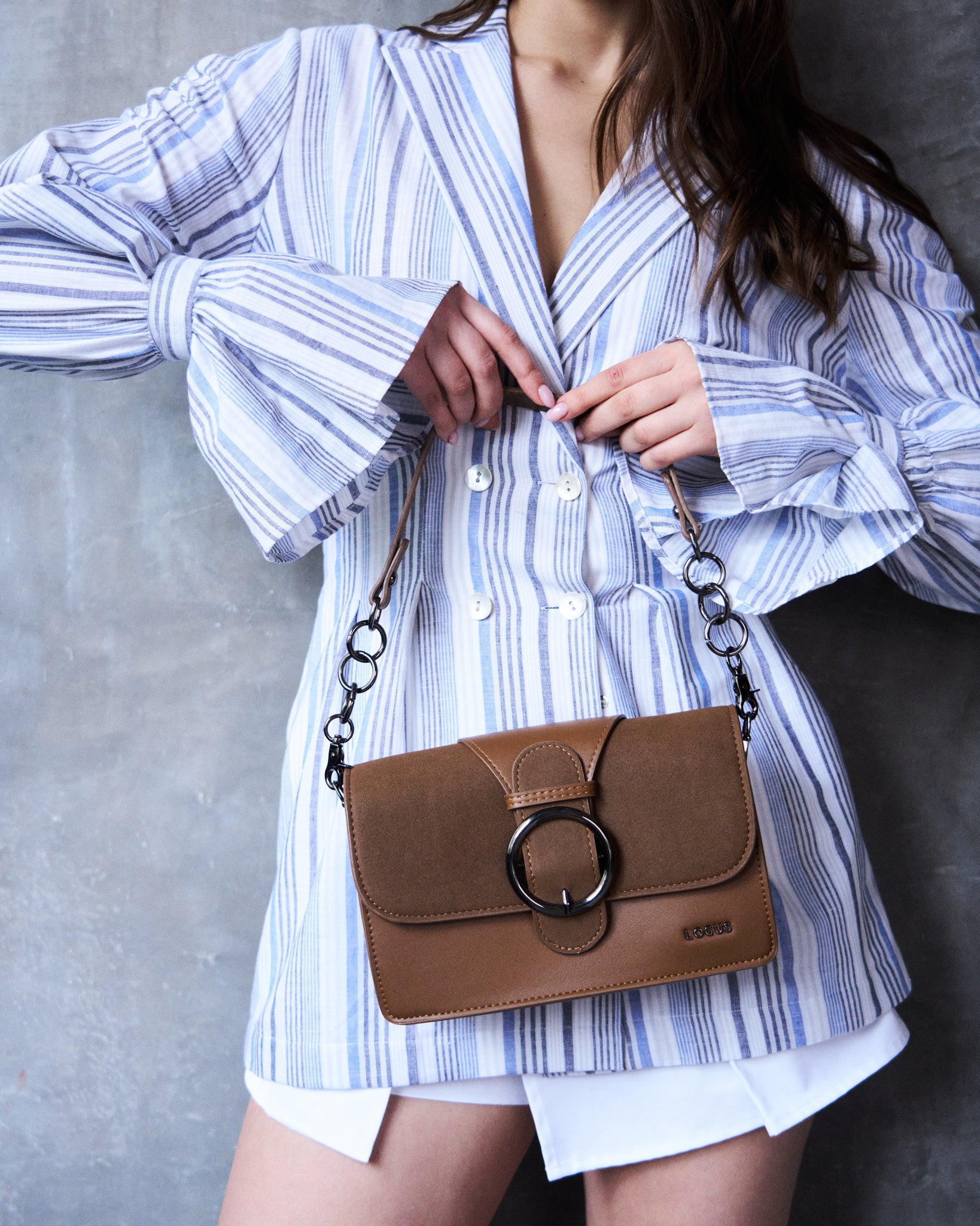 Logus Khaki & Brown Sling Bag