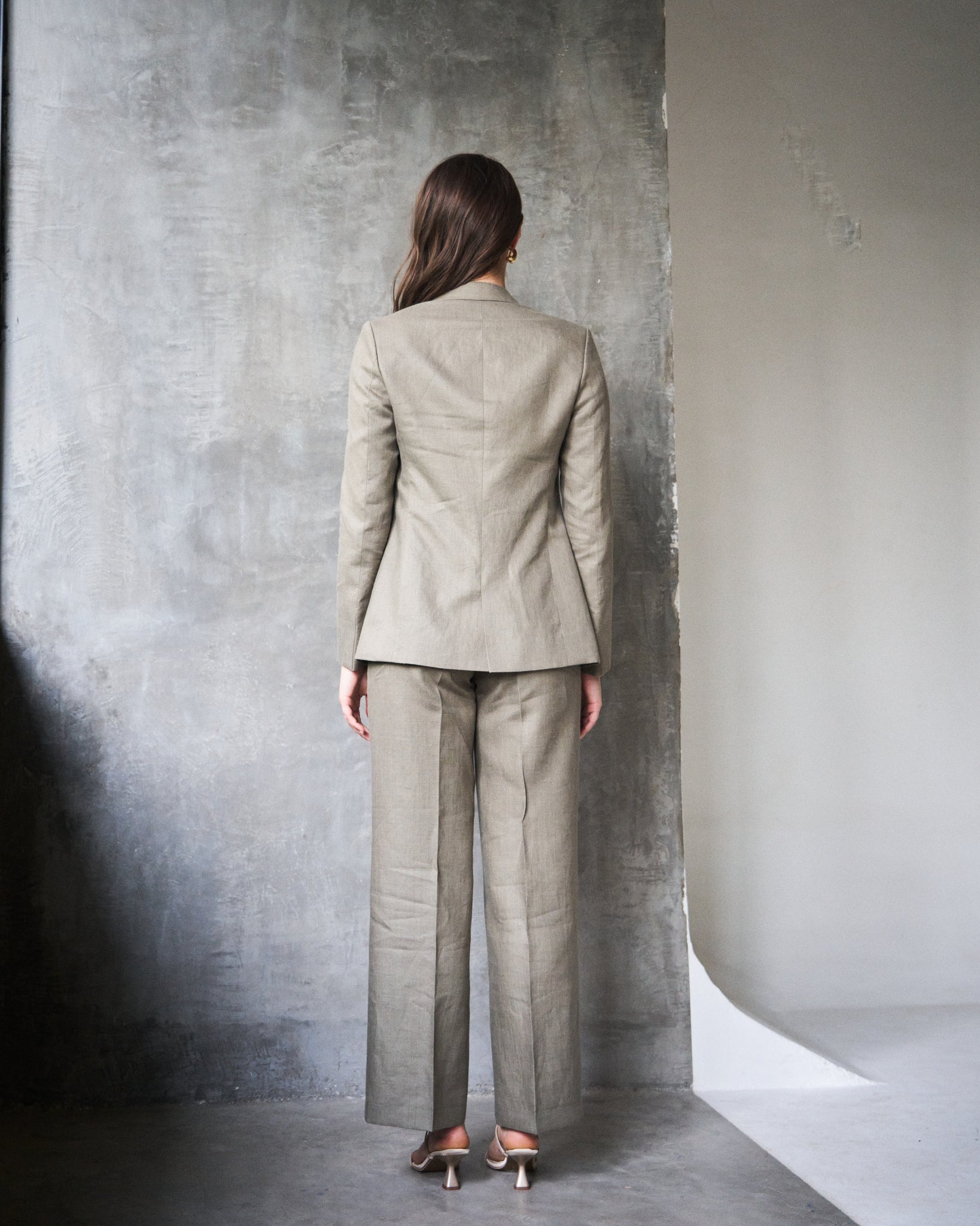 Logus khaki open linen blazer