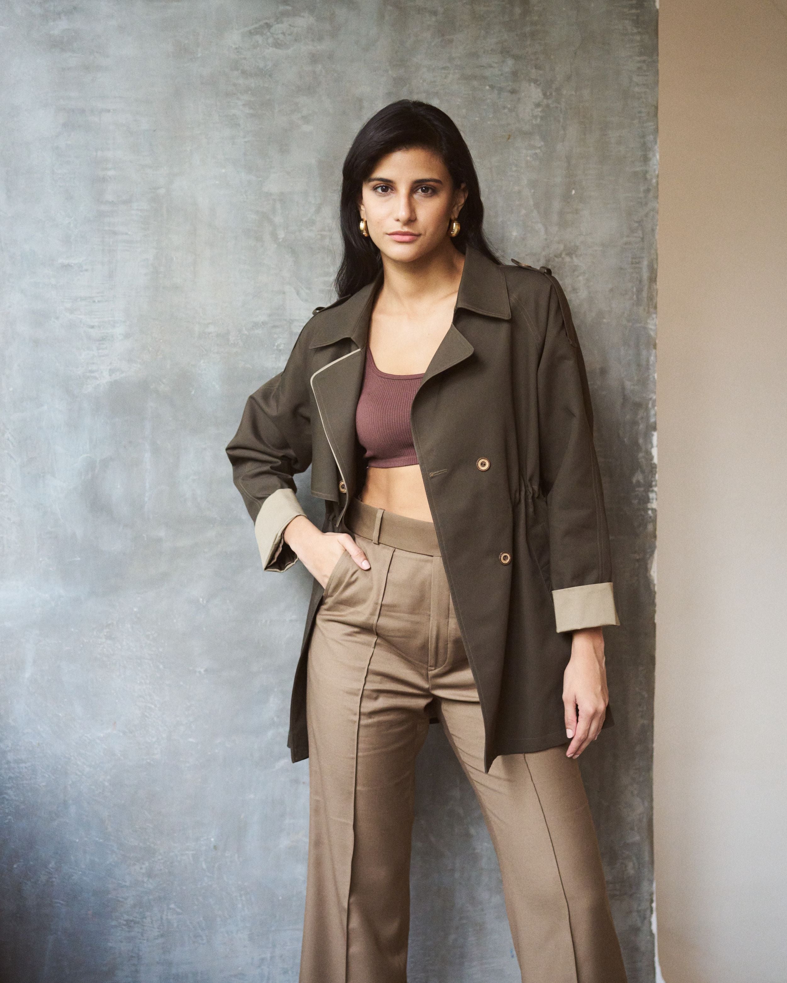 Logus premium quest cotton double-breasted trench coat