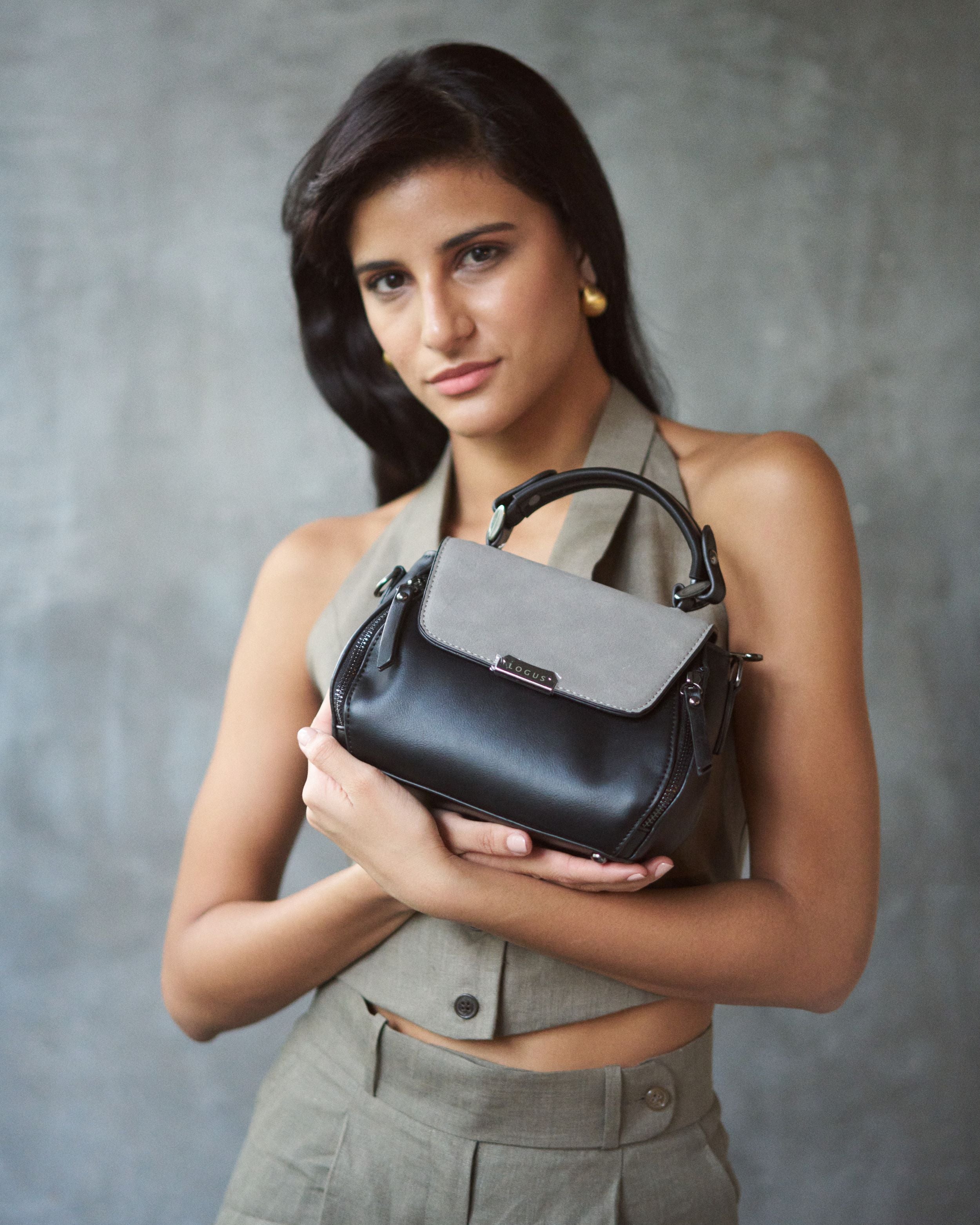 Logus top handle black sling bag